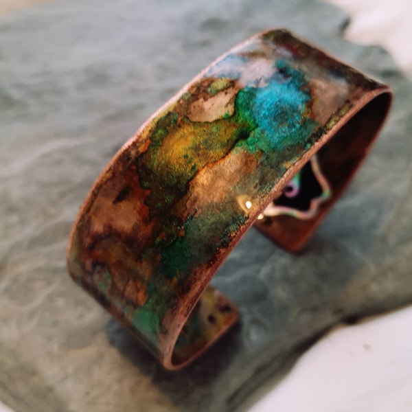 Cuff Bracelet Copper Patina Jewellery Handcrafted 7th Anniversary Gift For Her | FREE UK DELIVERY