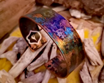 Hand Forged Copper Cuff Bracelet | Verdigris Patina, Cornish Jewellery