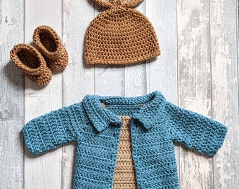 Baby bunny ,Peter rabbit inspired costume , Halloween, baby shower, fauxfur, handmade crochet ,unique photo prop