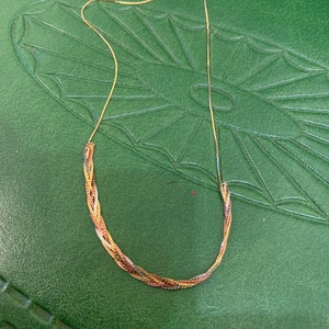 Korean Vintage Tri-Colored Gold-plated Silver, Gold and Rose Gold Twisted Necklace for Women