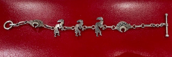 Kokopelli Sterling Silver Native American Link Br… - image 5