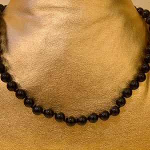 collier de perles sterling et noires vintage
