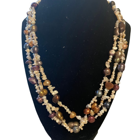 Endless Freshwater Pearl Necklace, Colored Pearls, Vintage Pearls