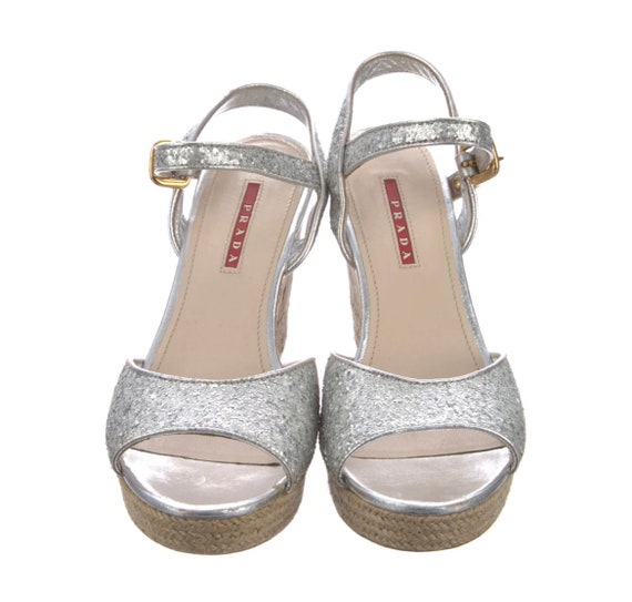 Sz 38.5/7.5 Silver Prada Sport Wedges Prada Slingback Sandals - Etsy