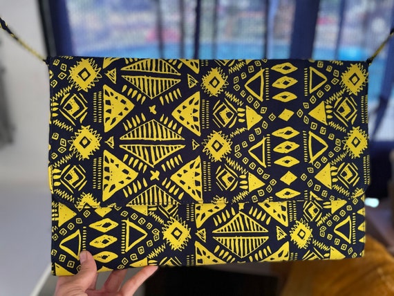 HD by M Patterned Navy and Yellow Envelop Purse, … - image 1