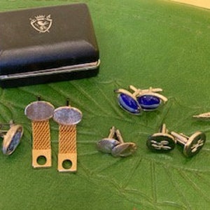 Vintage lote de cufflinks de los hombres, regalos para el marido, novio, papá, los hombres, los gemelos de oro y plata, clips de lazo