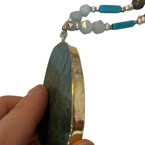 Extra Long Semiprecious Stone Necklace, Statement… - image 2