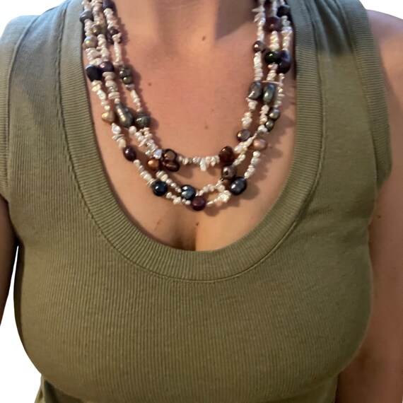 Endless Freshwater Pearl Necklace, Colored Pearls… - image 2