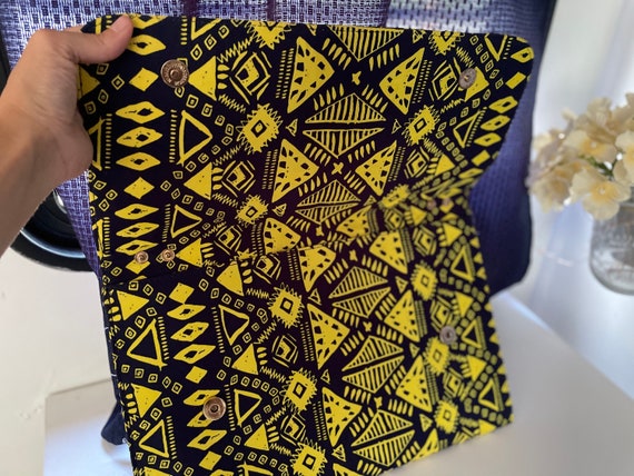 HD by M Patterned Navy and Yellow Envelop Purse, … - image 2