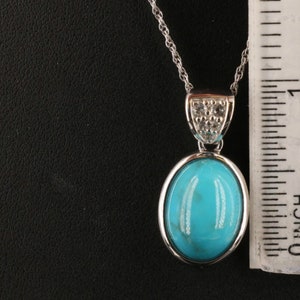 Sterling Silver Turquoise Necklace Featuring Crystal Accents, Estate Necklace, Statement Jewelry
