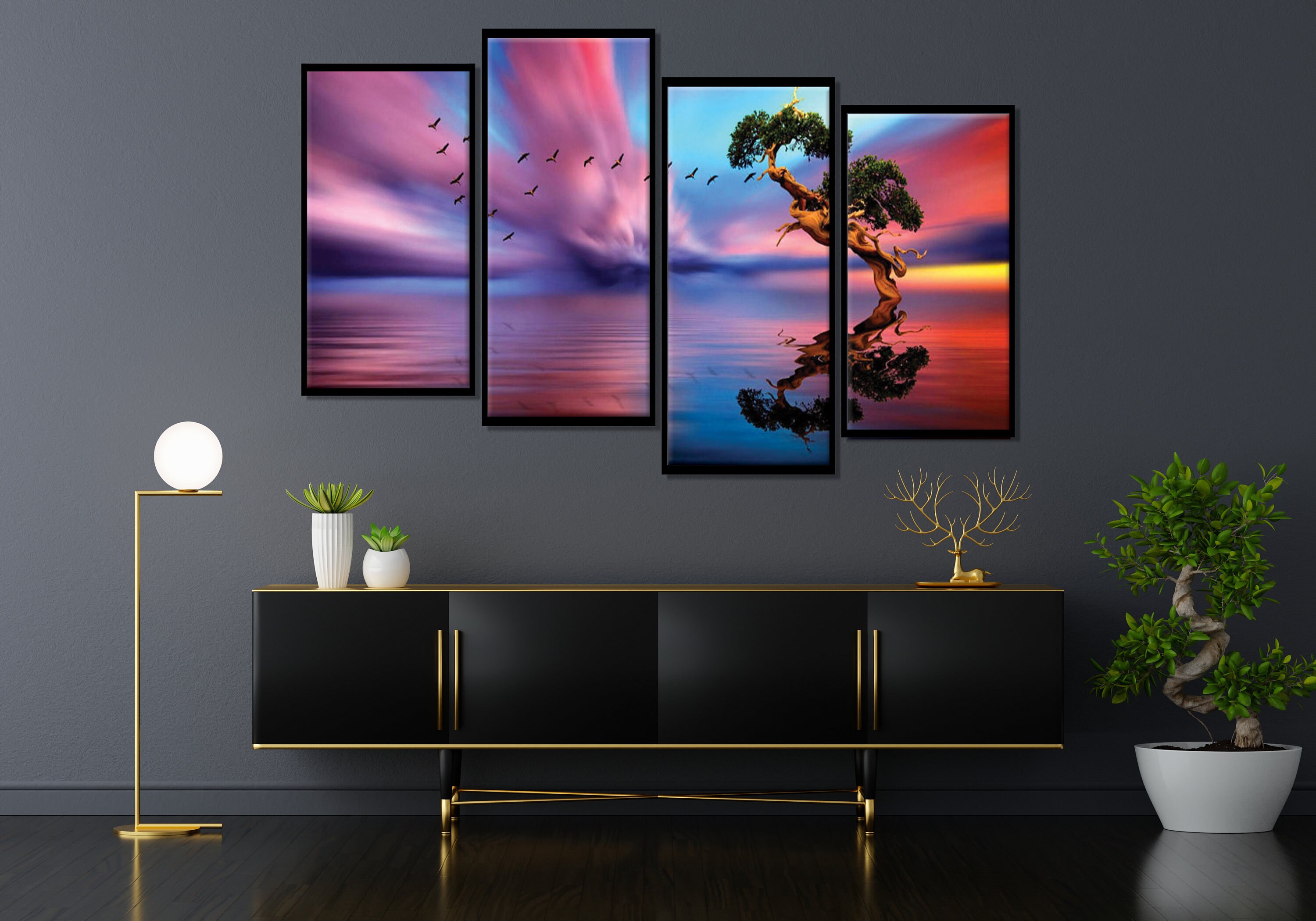 Nice Wall Art Fabric Wall Art Beautiful wall art Four panel Etsy