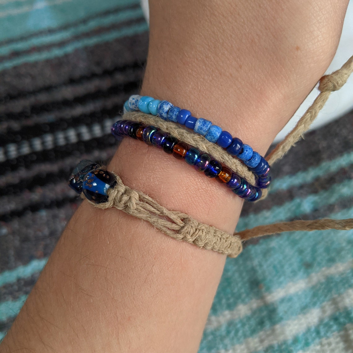 Adjustable Beaded Macrame Hemp Bracelets Hemp Cord Bracelets Etsy Norway