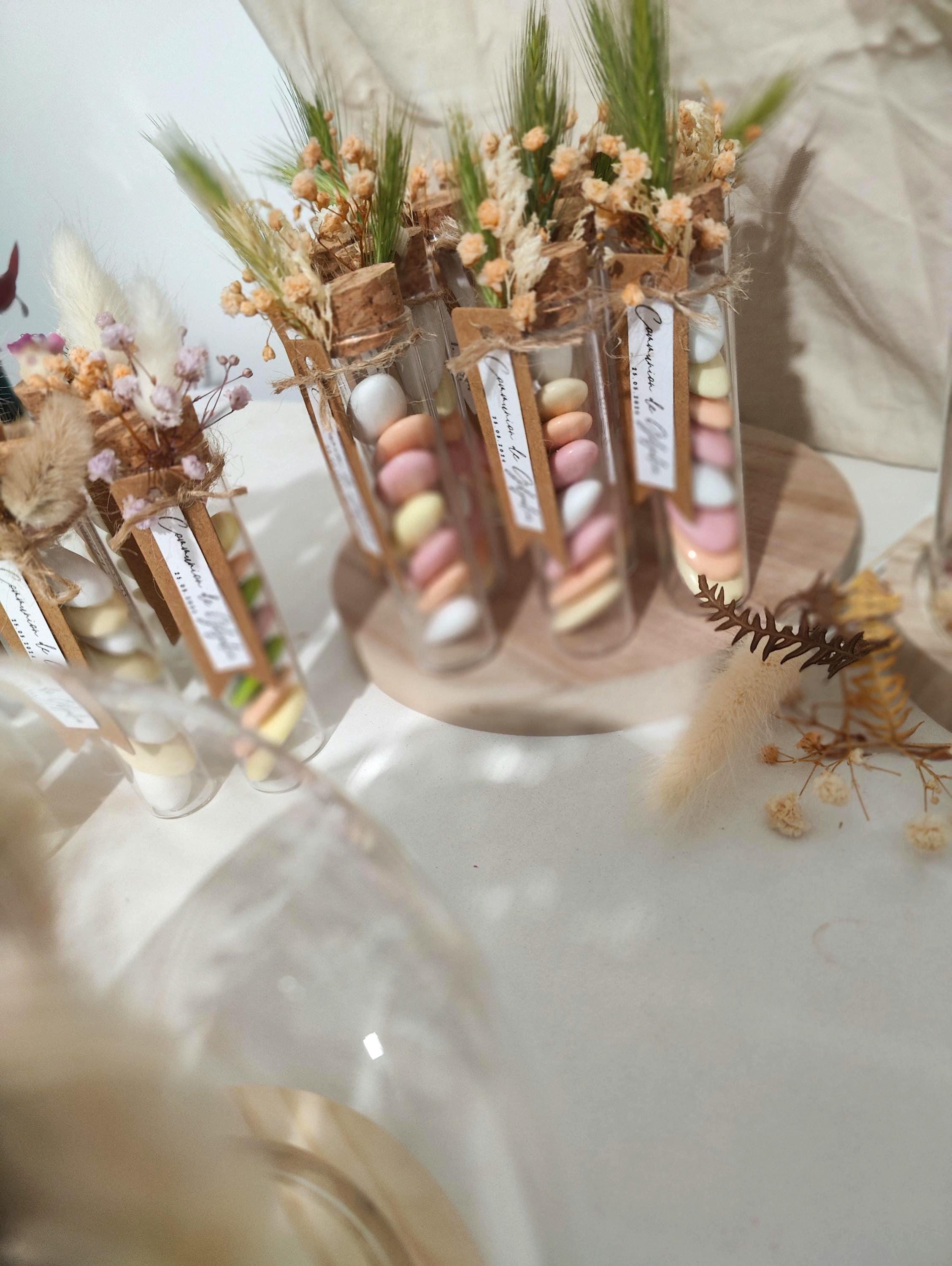 Éprouvettes Pastel à Dragées – Idées Cadeaux Mariage et Baptême