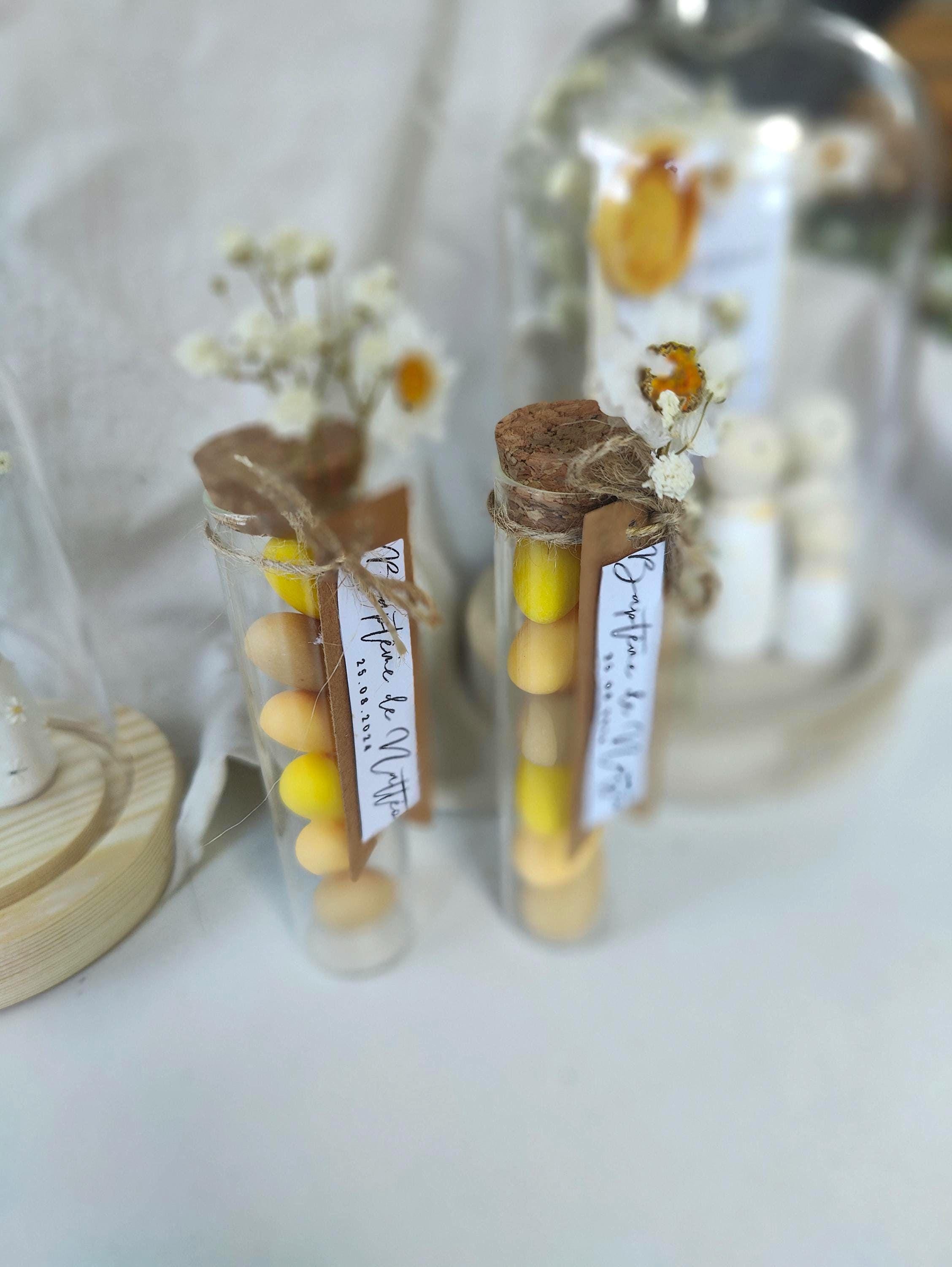 Éprouvettes de Dragées Marguerite en Dégradé de Jaune