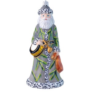 Santa with drum, Glass Christmas Ornament Handmade in Poland, perfect for a gift, 5.5 inch