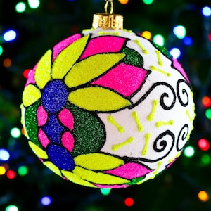 Simple Elegant Collection 122, Glass Christmas Ornament Handmade in Poland, traditional polish design, 4 inches