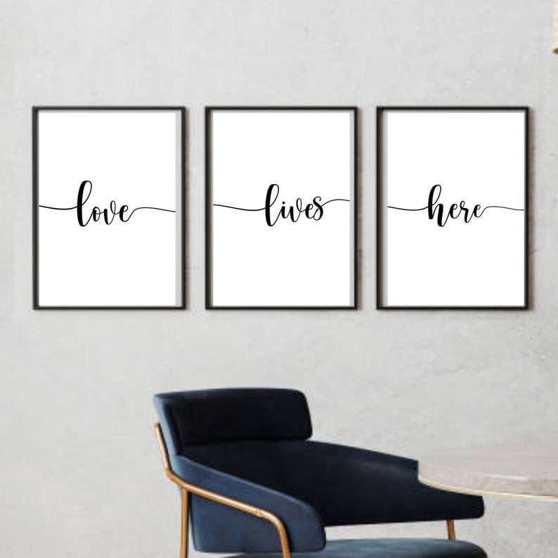 Love Lives Here Printable Set of 3 Print Inspirational Sayings Set of 3