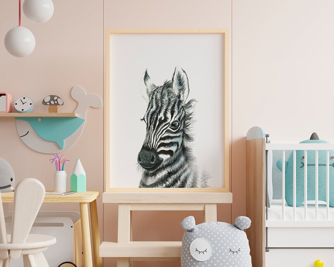 Baby Zebra Nursery Print Printable Safari Baby Animal Nursery Etsy