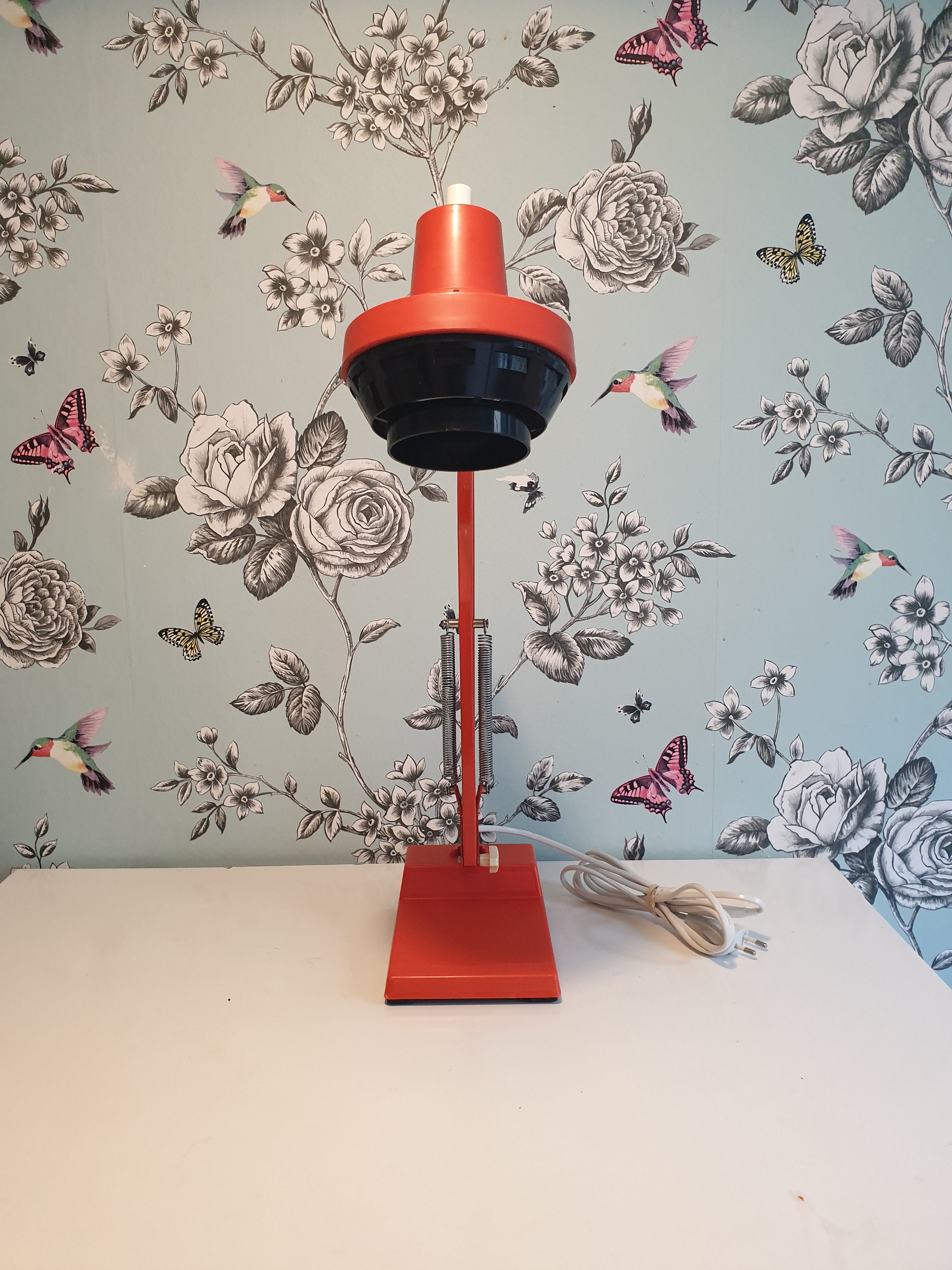 Lámpara de escritorio sueca vintage en naranja retro Ledu Etsy