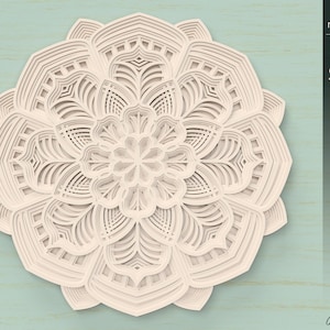 Mandala 3D Printer Multilayer Flower STL Model | CNC Router STP File | Mandala Wall Art Digital Carve | Layered Mandala Step Design pdfR13D