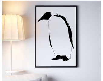 Penguin Valentine's day gift for her print bird | Art Penguin gifts wall art | Bird print framed | SVG Penguin Gift for her Art print Home