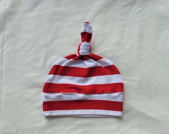 Red stripe hat, Baby hat, Baby shower gift, Baby clothing, Girl's clothing, Boy's clothing, Newborn hat, Unisex kids clothing