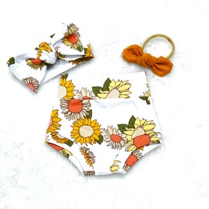 Sunflower Bummys/Baby Stirnband/Mini Schleife/Baby Outfit/Baby Shorts/Babypumphose/Baby Shorties/Kopfschmuck