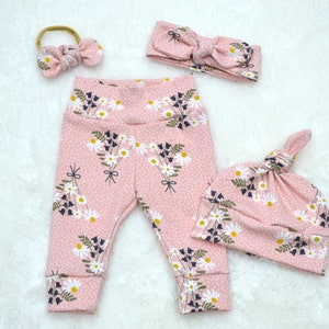 Diasy Bouquet Leggings/Baby Headband/Hat/Mini Bow/Baby Outfits/ Baby Pants/Take Home Leggings/Girl&#39;s Clothing/Photo Outfit/Newborn Clothes