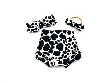 Cow Print Baby Bummies and Headband Set