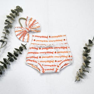 Pumpkin Bummies/ Headband/ Mini Nylon Bow/ Large bow/Baby Bummies/ Girl Shorts/ Unisex Clothing/ High waist Bummies