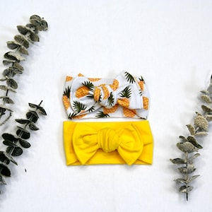 Baby Girl Chunky Bow Headband/Toddler Girl Headband/Pineapple Headband/Solid Yellow Headband
