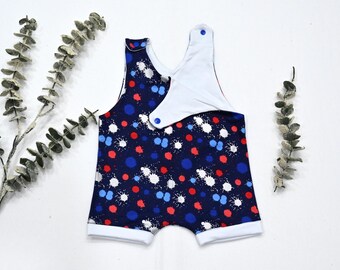 Polka Dot Red White Blue Baby Romper