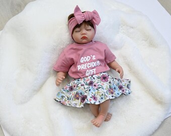 Bummieset voor babyrokje: T-shirt 'Gods kostbare cadeau', hoofdband