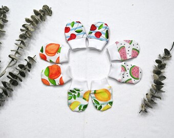 Fruit Collection No Scratch Mittens/Newborn Mittens/Anti-Scratch Gloves/Soft Cotton Baby Hand Cover/Newborn Gift