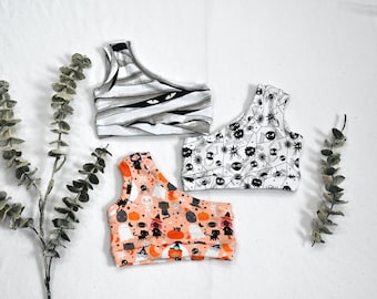 Fall One Shoulder  Shirt for Baby & Kids/Mummy Tank, Black Spider Top/Spooky Friends Tank, Cute Fall Kids Clothes