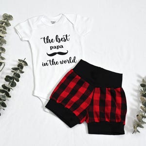 The Best Papa in the World Baby Boy Outfit/Plaid Shorts/Design Bodysuit/Take Home Outfit