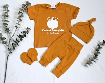 Cutest Pumpkin in the Patch Baby Boy Outfit/Newborn Outfit/Toddler Outfit/Handmade Baby Set