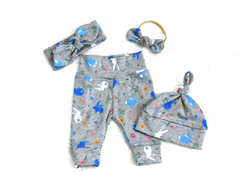 Easter Bunny Baby Outfit: Leggings, Hat & Headband Set