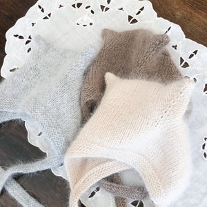 Hand Knit Angora Baby Kitty Bonnet: Newborn Toddler Warm Kitten Hat, Unisex Baby Gift