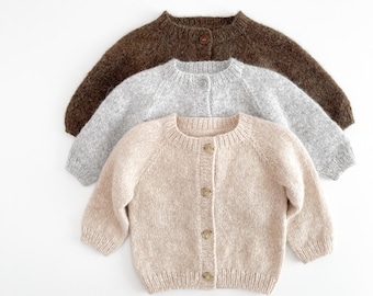 Baby Alpaca Cardigan, Hand Knit Baby Sweater, Seamless Knitted Cardigan, Newborn Baby Clothes, Baby Shower Gift