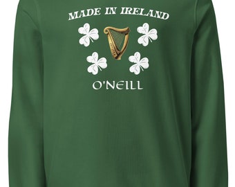 Sudadera con nombre personalizado para el Día de San Patricio, sudadera orgánica personalizada, jersey vintage con colores cómodos y nombre personalizado.
