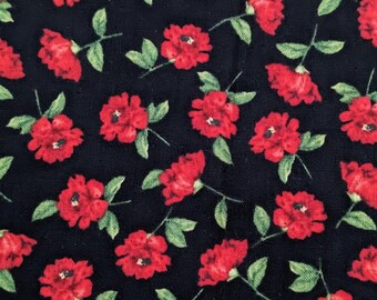 2 yards Poppies and Bees quilters cotton fabric. by Timeless Treasures, Black, Red