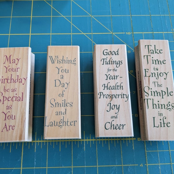 Set of Birthday and Other Greeting Rubber Stamps- varied condition