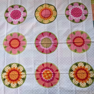 Fun Flower Garden Panel by Holly Holderman and coordinating fabrics, three yards of quilters cotton fabric