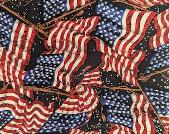 Two Yards Quilters Quality Cotton Fabric, American Flags