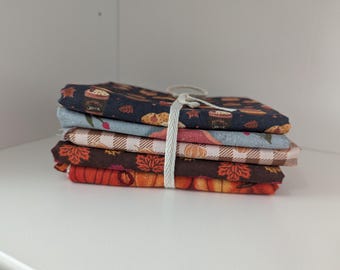 Fabric Bundle, 2.5 Yards total, Five half yard cuts of vintage and new quilters quality cotton fabric- Fall Pumpkin Pie