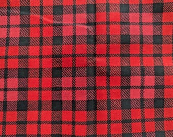 2 yards Snowflakes Red and Black Plaid quilters cotton fabric