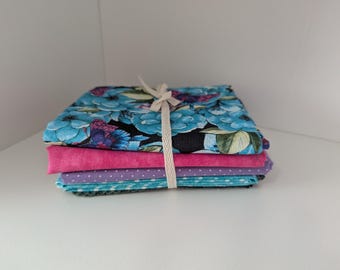 Fabric Bundle, 2.5 Yards total, Five half yard cuts of vintage and new quilters quality cotton fabric- Butterflies, pink, blue, green