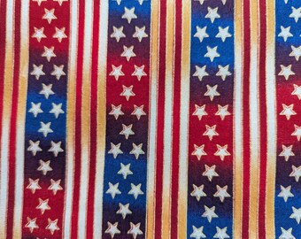 Two Yards Quilters Quality Cotton Fabric, People's House, Stars and Stripes Metallic