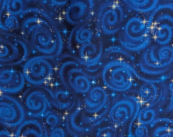 Three Yards Quilters Quality Cotton Fabric,  Blue Swirl Sky
